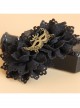 Gothic Fashion Black Fabric Flower Mask Female Handmade Retro Hairpin
