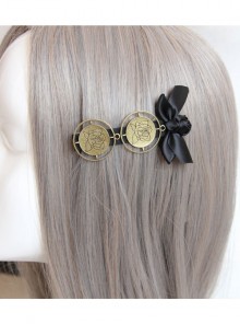 Retro Gothic Fashion Elegant Black Bow Rose Flower Handmade Female Hairpin