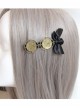 Retro Gothic Fashion Elegant Black Bow Rose Flower Handmade Female Hairpin