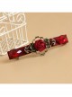 Fashion Elegant Bride Festive Red Rose Flower Gemstone Handmade Hairpin