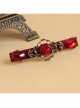 Fashion Elegant Bride Festive Red Rose Flower Gemstone Handmade Hairpin