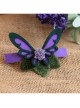 Fashion Elegant Lady Purple Flower Fabric Big Butterfly Handmade Retro Hairpin