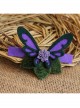Fashion Elegant Lady Purple Flower Fabric Big Butterfly Handmade Retro Hairpin