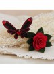 Fashion Elegant Red Rose Butterfly Gothic Vampire Retro Fabric Hairpin