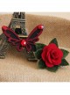 Fashion Elegant Red Rose Butterfly Gothic Vampire Retro Fabric Hairpin
