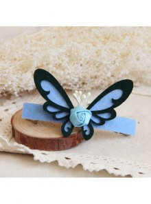 Fashion Elegant Blue Flower Butterfly Fabric Handmade Palace Hairpin