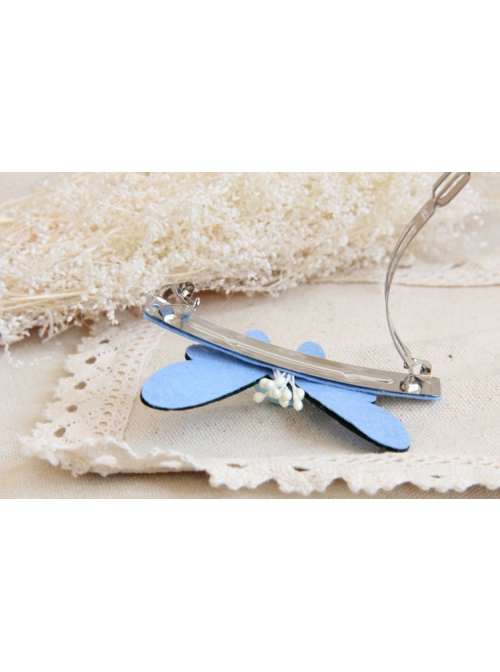 Fashion Elegant Blue Flower Butterfly Fabric Handmade Palace Hairpin