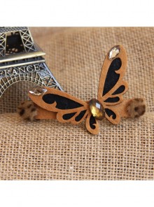 Exaggerated Personality Leopard Print Brown Butterfly Fabric Fashion Handmade Hairpin