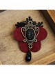 Gothic Red Butterfly Retro Fashion Handmade Black Lace Pearl Brooch
