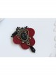 Gothic Red Butterfly Retro Fashion Handmade Black Lace Pearl Brooch