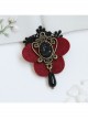 Gothic Red Butterfly Retro Fashion Handmade Black Lace Pearl Brooch