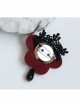 Gothic Red Butterfly Retro Fashion Handmade Black Lace Pearl Brooch