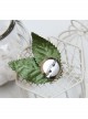 Vintage Fashion Casual Elegant Green Leaf Purple Rose Flower Handmade Brooch