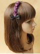 Fashion Elegant Black Bow Purple Rose Flower Handmade Thin Hair Band