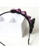 Fashion Elegant Black Bow Purple Rose Flower Handmade Thin Hair Band