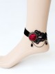Gothic Fashion Retro Creative Individuality Red Rose Black Lace Pearl Anklet