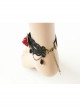 Gothic Fashion Retro Creative Individuality Red Rose Black Lace Pearl Anklet