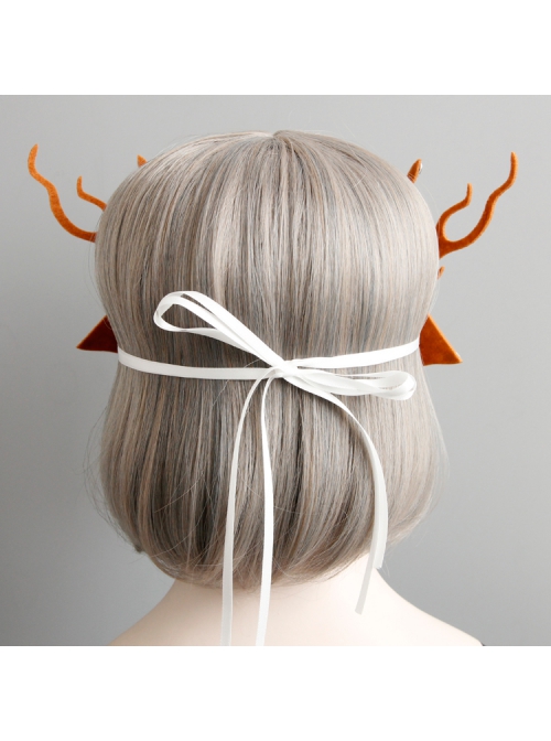 Fashion Orange Christmas Antlers New Year'S Day Stage Show Party Half Face Mask