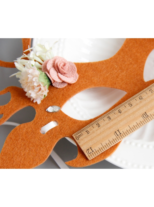Fashion Orange Christmas Antlers New Year'S Day Stage Show Party Half Face Mask