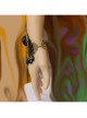 Retro Gothic Fashion Black Flower Pearl Female Fashion Band Ring Bracelet