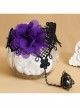 Retro Gothic Fashion Purple Flowers Black Lace Gems Female Bracelet With Ring One Chain