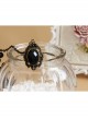 Retro Gothic Fashion Purple Flowers Black Lace Gems Female Bracelet With Ring One Chain