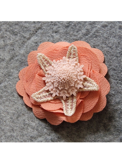 Handmade Fashion Elegant Pink Flower Golden Lace Boutique Hairpin