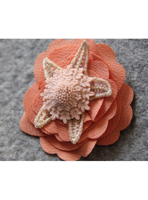 Handmade Fashion Elegant Pink Flower Golden Lace Boutique Hairpin