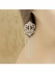 Retro Fashion White Lace Tassel Exaggerated Female Handmade Long Earrings