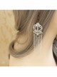 Retro Fashion White Lace Tassel Exaggerated Female Handmade Long Earrings