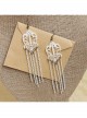 Retro Fashion White Lace Tassel Exaggerated Female Handmade Long Earrings