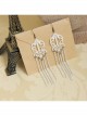 Retro Fashion White Lace Tassel Exaggerated Female Handmade Long Earrings