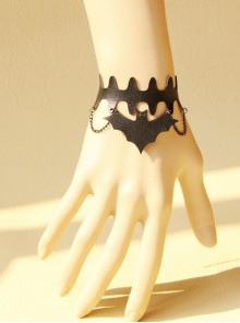 Retro Punk Fashion Exaggerated Black Retro Artificial Leather Bat Female Bracelet