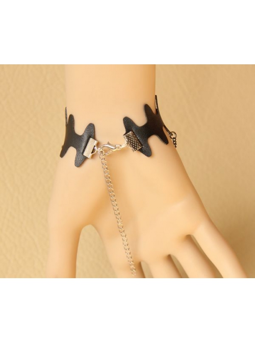 Retro Punk Fashion Exaggerated Black Retro Artificial Leather Bat Female Bracelet