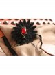 Retro Fashion Gothic Black Lace Flower Ruby Female Band Ring Bracelet One Chain
