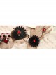 Retro Fashion Gothic Black Lace Flower Ruby Female Band Ring Bracelet One Chain