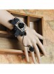 Fashion Black Butterfly Retro Gothic Rose Flower Diamond Lace Bracelet With Ring One Chain