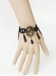 Fashion Retro Exaggerated Prom Sexy Black Lace Leopard Print Tassel Pearl Bracelet
