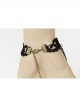 Fashion Retro Exaggerated Prom Sexy Black Lace Leopard Print Tassel Pearl Bracelet