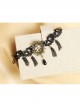 Fashion Retro Exaggerated Prom Sexy Black Lace Leopard Print Tassel Pearl Bracelet