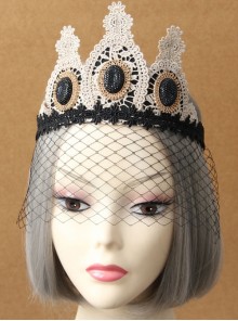 Gothic Fashion Retro Sin Christmas Show Stage Queen Baroque Lace Crown Black Mask