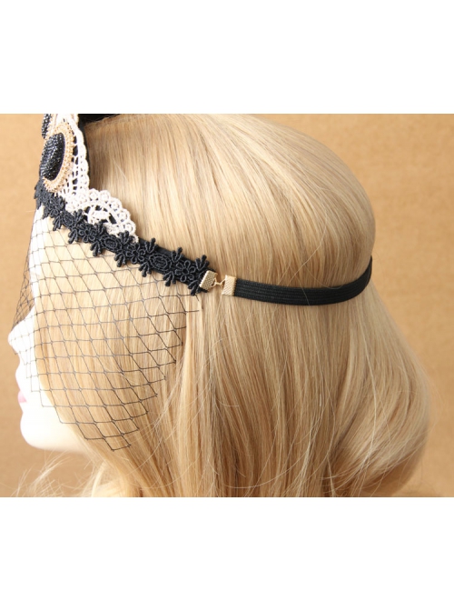 Gothic Fashion Retro Sin Christmas Show Stage Queen Baroque Lace Crown Black Mask