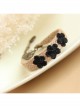 Fashion Simple Leisure Weaving Hemp Rope Black Lace Flowers Retro Female Bracelet