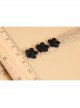 Fashion Simple Leisure Weaving Hemp Rope Black Lace Flowers Retro Female Bracelet