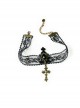 Fashion Retro Gothic Dark Lace Diamond Cross Pendant Sexy Female Choker