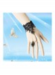 Gothic Retro Fashion Sexy Black Lace Diamond Female Bracelet With Ring One Chain