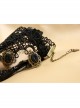 Gothic Retro Fashion Sexy Black Lace Diamond Female Bracelet With Ring One Chain
