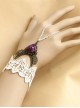 Fashion Retro Casual Bride Bridesmaid White Lace Purple Rose Bracelet Ring One Chain