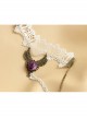 Fashion Retro Casual Bride Bridesmaid White Lace Purple Rose Bracelet Ring One Chain
