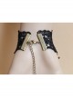 Retro Fashion Gothic Christmas Female Mask Black Lace Pearl Bracelet With Ring One Chain